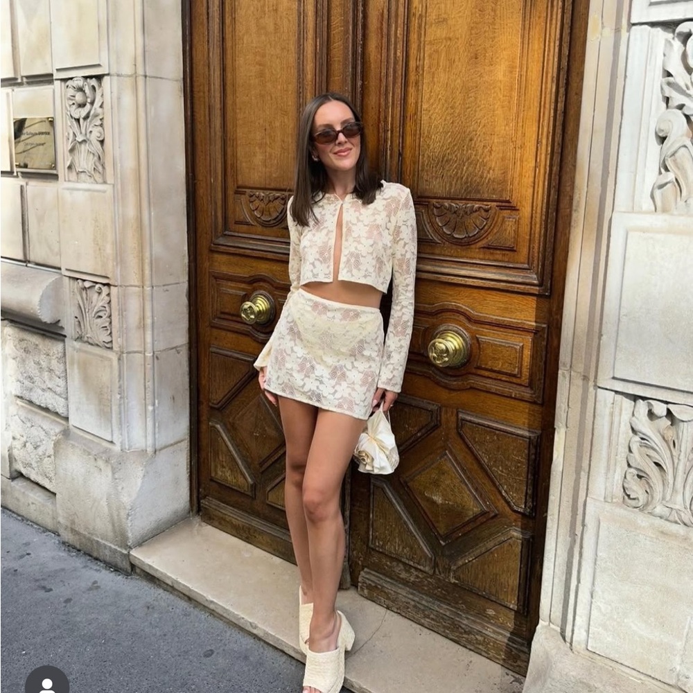 Bare Minimale Magdalena Lace Cardigan and Skirt